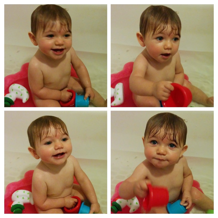 Avery's first big-girl bathtub bath!